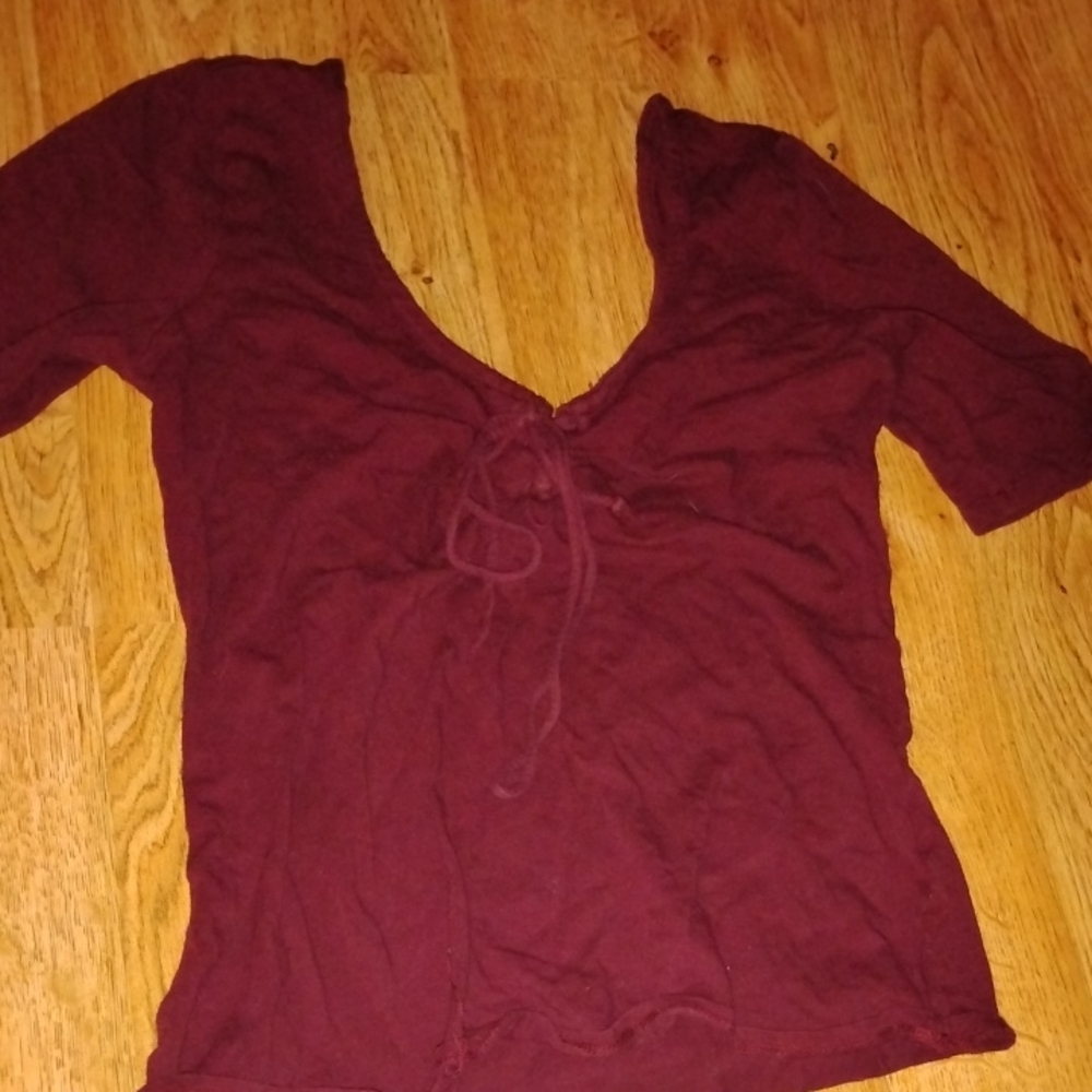 Ambiance Deep Burgundy Short Sleeve Top